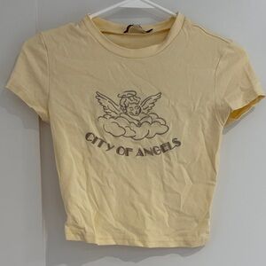Never worn City of Angels Yellow Graphic Baby Tee